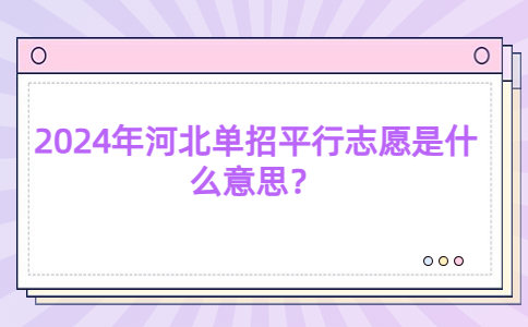 2024年河北单招平行志愿说明