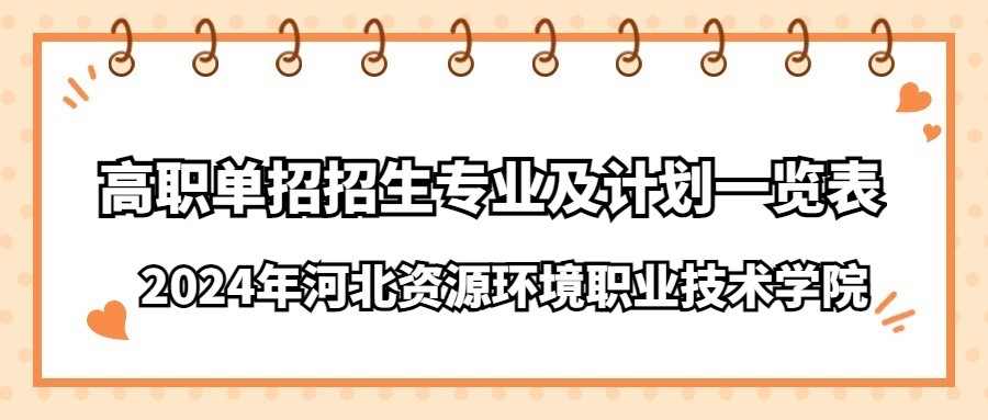 2024年河北资源环境职业技术学院高职单招招生专业及计划一览表
