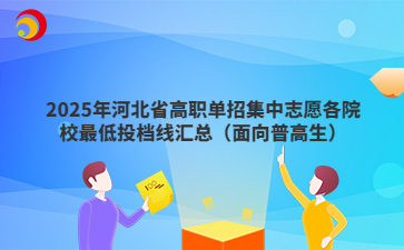 2025年河北省高职单招集中志愿各院校最低投档线汇总（面向普高生）