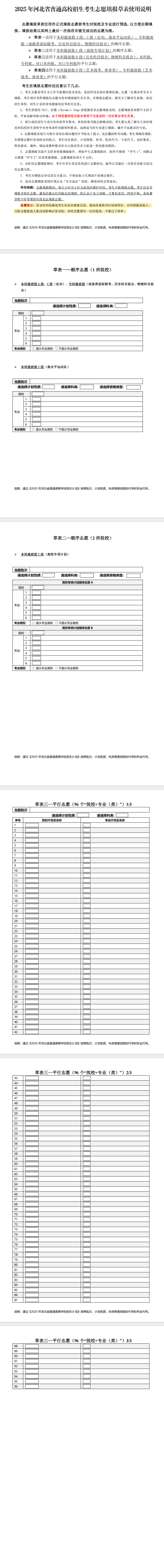 2025河北省高考志愿填报草表发布！