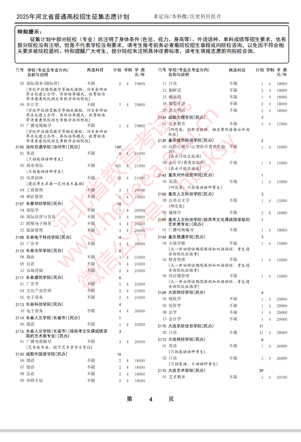 2025年河北省高考本科批第一次征集志愿计划（历史科目组合）