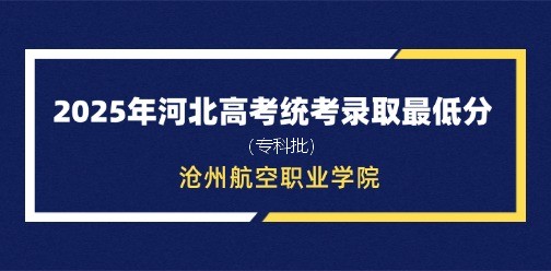 沧州航空职业学院录取最低投档分（2025年河北高考统考专科批）