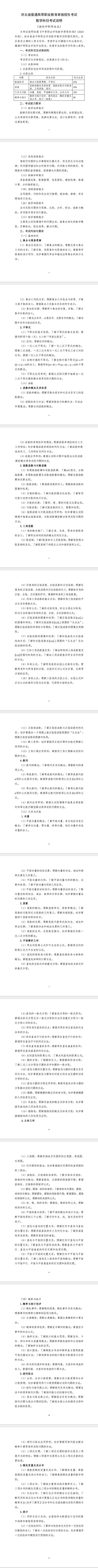 2026年河北高职单招数学科目考试说明(面向中职毕业生)