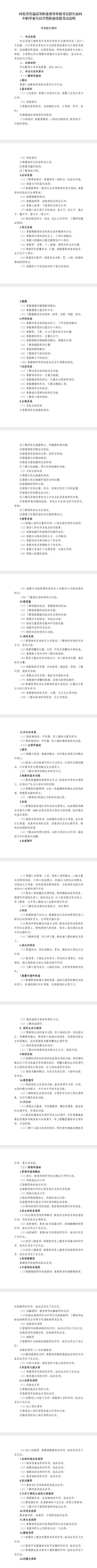 2026年河北省高职单招医学类考试大纲