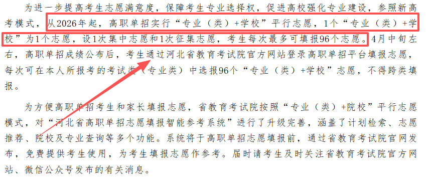 2026河北高职单招志愿填报政策：“专业（类）+学校”模式全解析